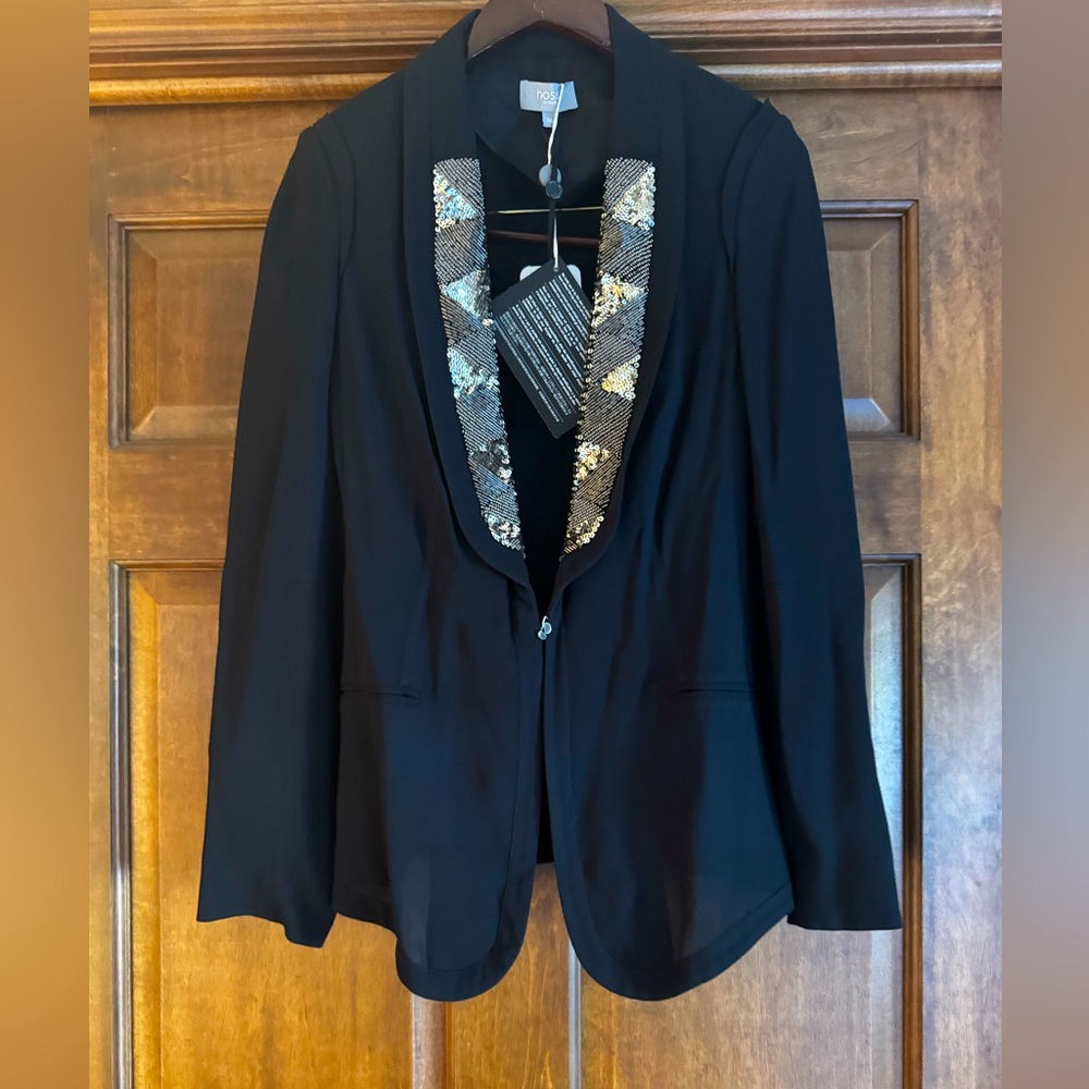 NWT Hoss Intropia Silver sequin lapel tuxedo blazer (36) 4